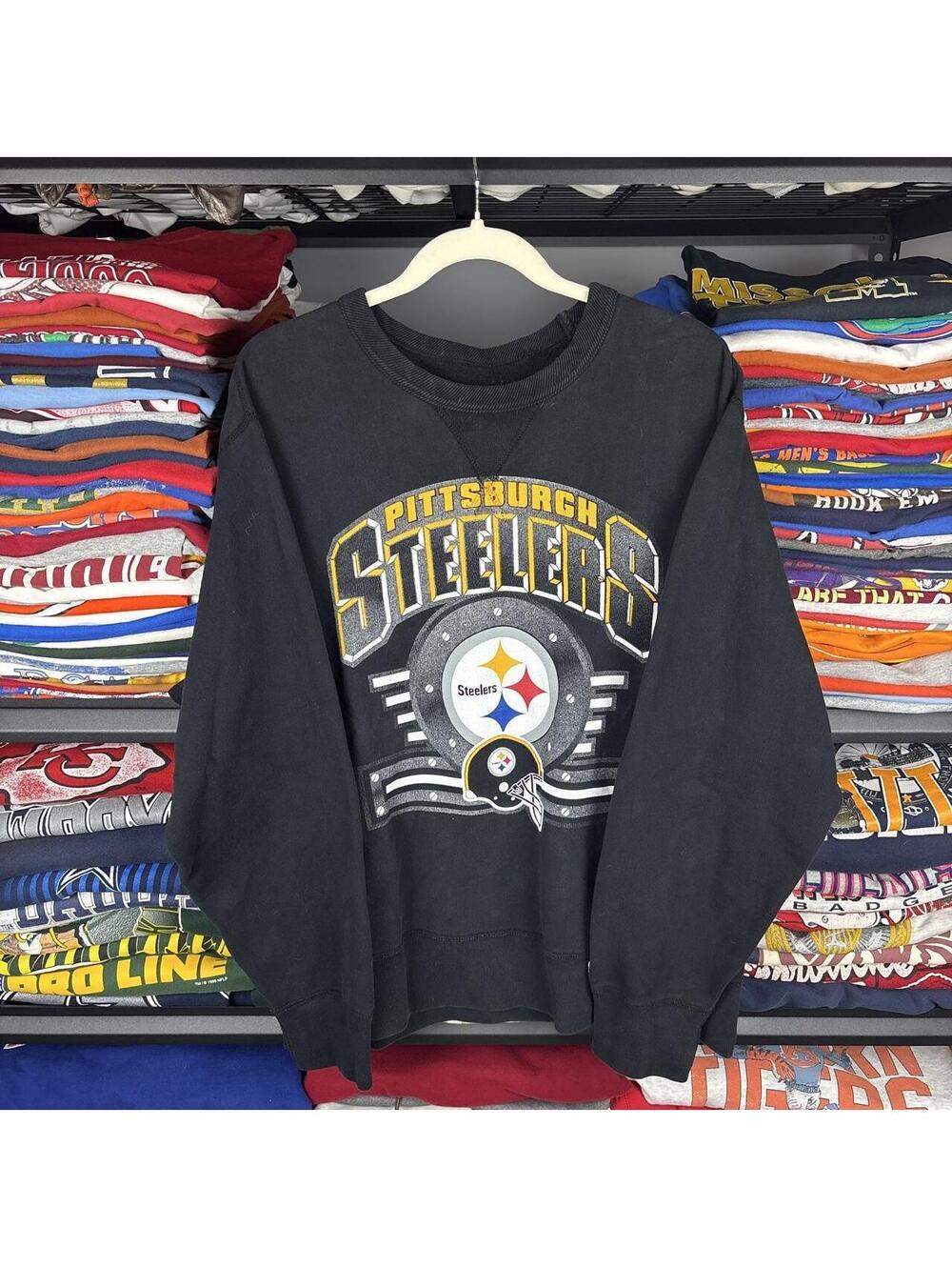Vintage 90s Pittsburgh Steelers Helmet Logo Crewneck Sweatshirt XL
